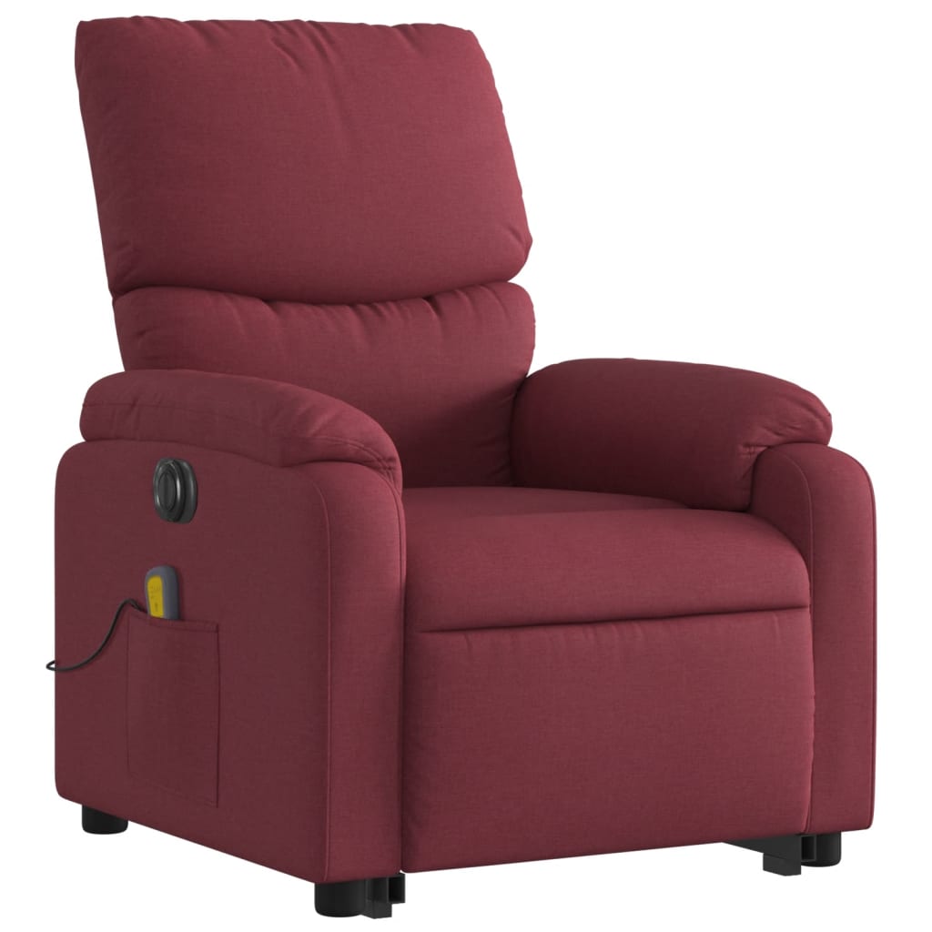 vidaXL Fotoliu de masaj electric rabatabil cu ridicare roșu vin textil