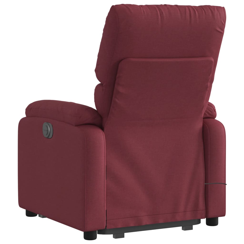 vidaXL Fotoliu de masaj electric rabatabil cu ridicare roșu vin textil