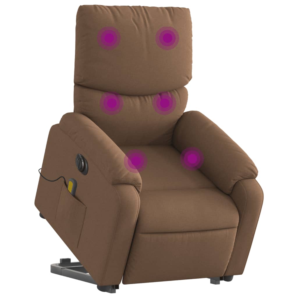 vidaXL Fotoliu electric de masaj rabatabil cu ridicare, maro, textil
