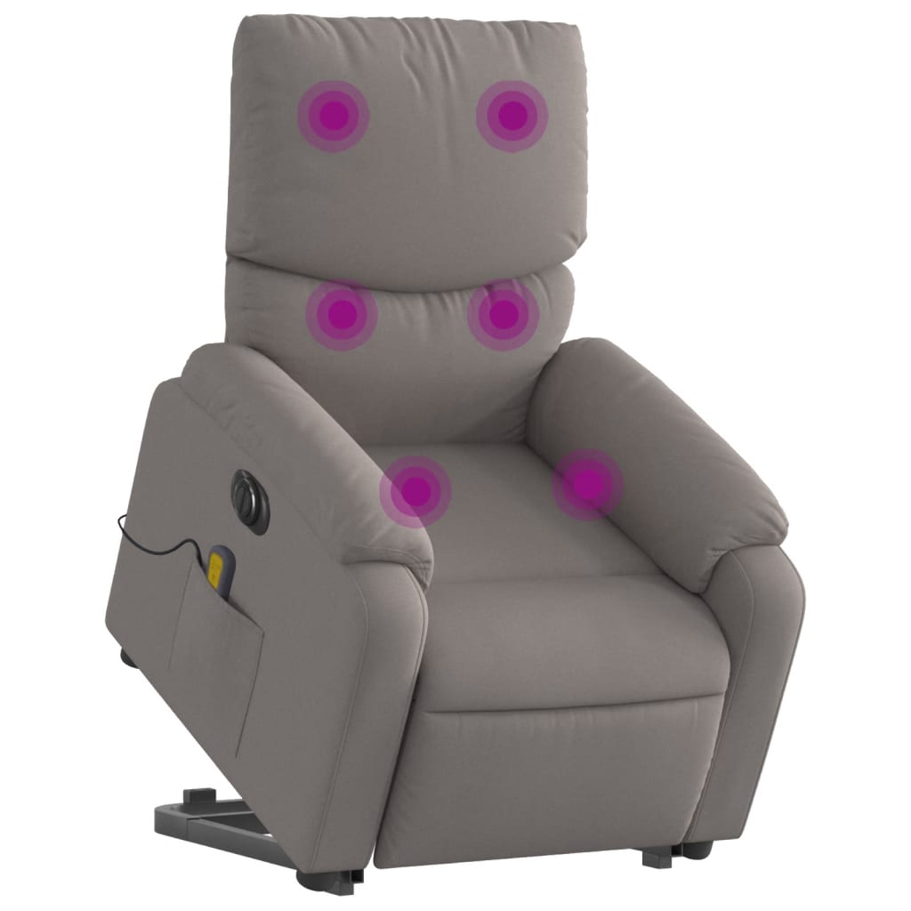 vidaXL Fotoliu electric masaj rabatabil cu ridicare, gri taupe, textil