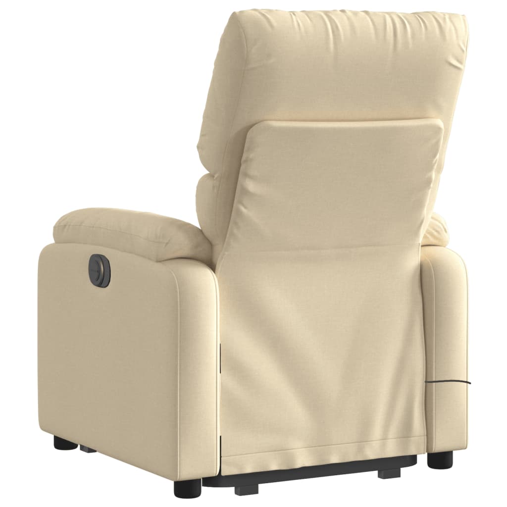 vidaXL Fotoliu electric de masaj rabatabil cu ridicare, crem, textil vidaXL Fotoliu electric de masaj rabatabil cu ridicare, crem, textil