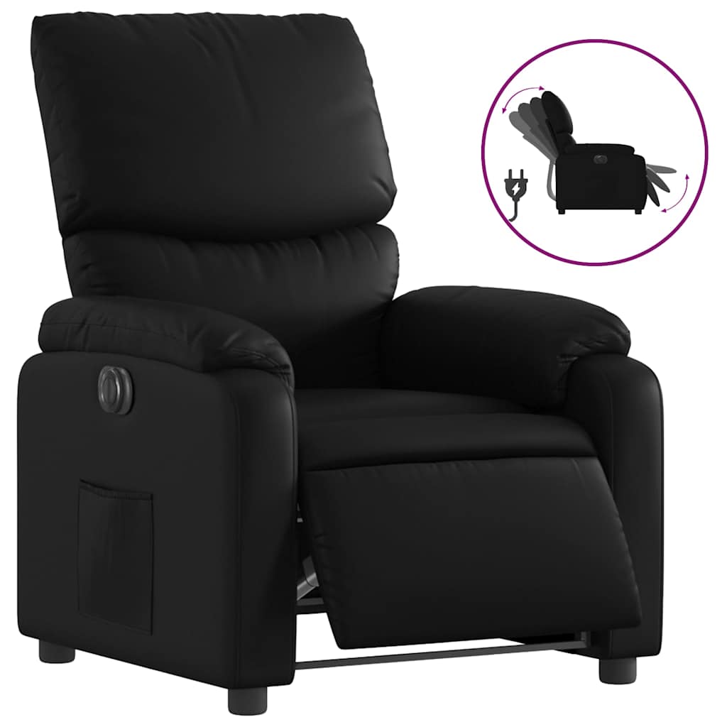 vidaXL Fotoliu rabatabil electric, negru, piele ecologică