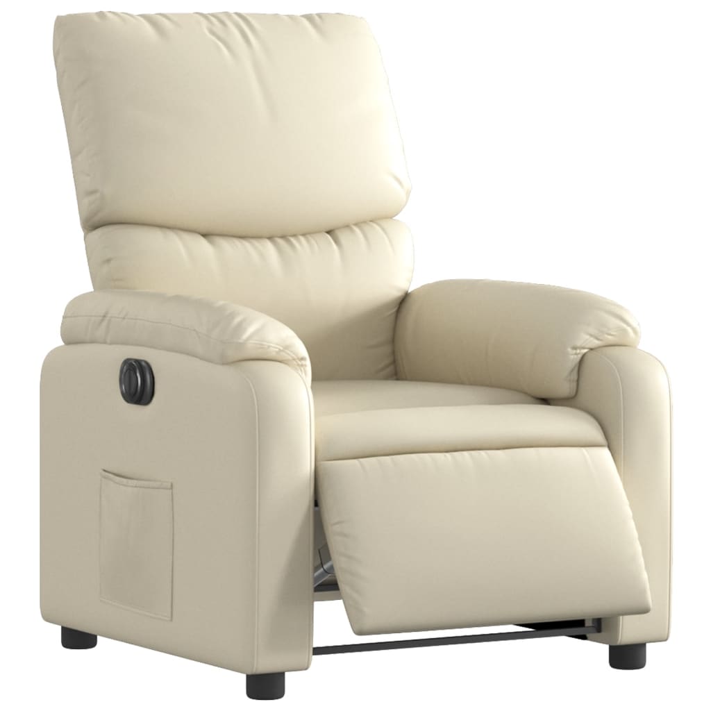 vidaXL Fotoliu rabatabil electric, crem, piele ecologică