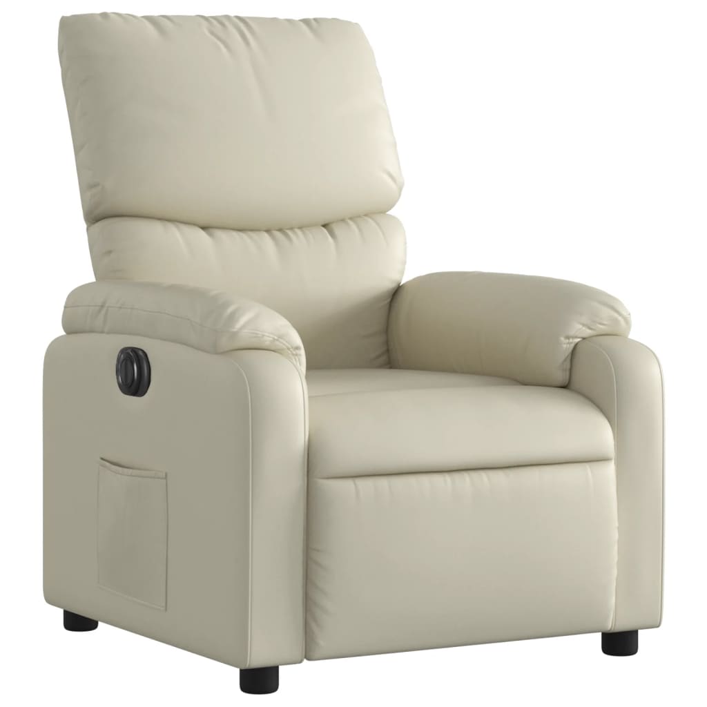 vidaXL Fotoliu rabatabil electric, crem, piele ecologică