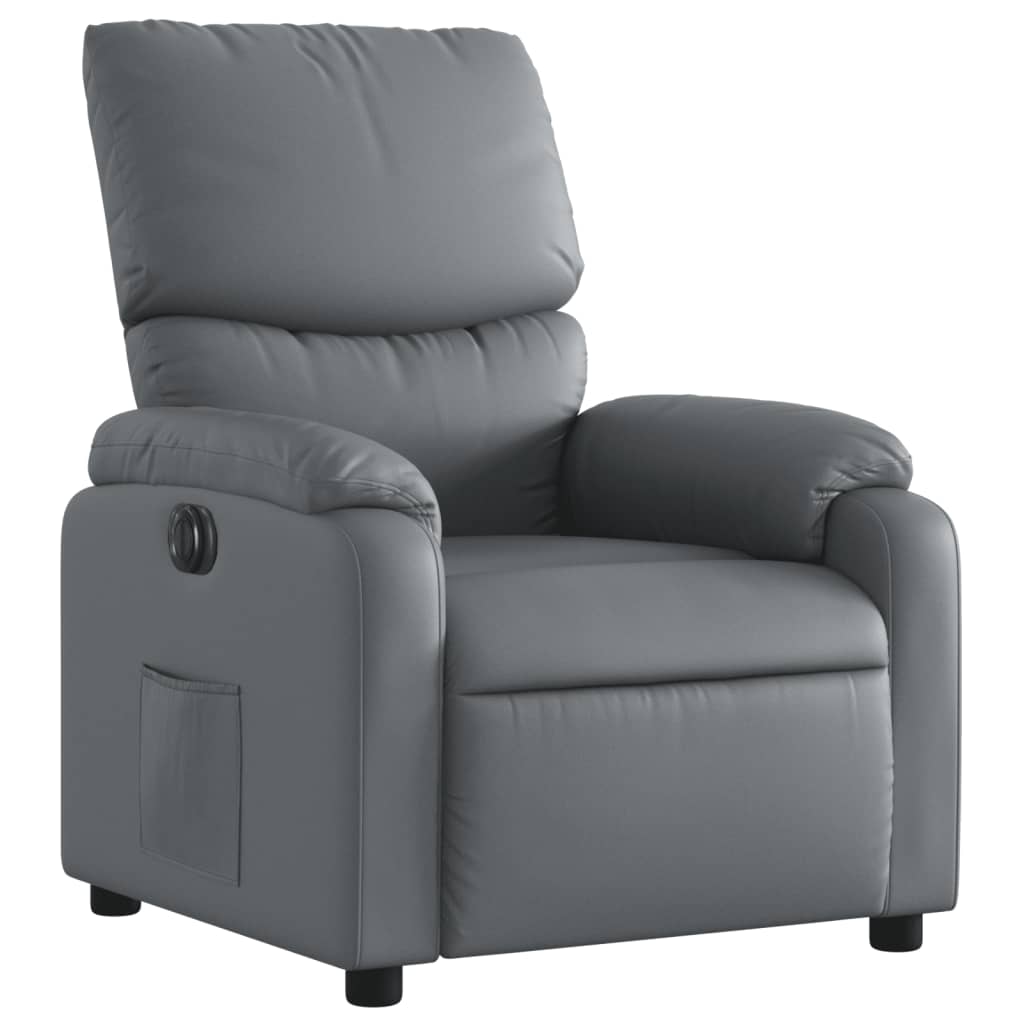 vidaXL Fotoliu rabatabil electric, gri, piele ecologică