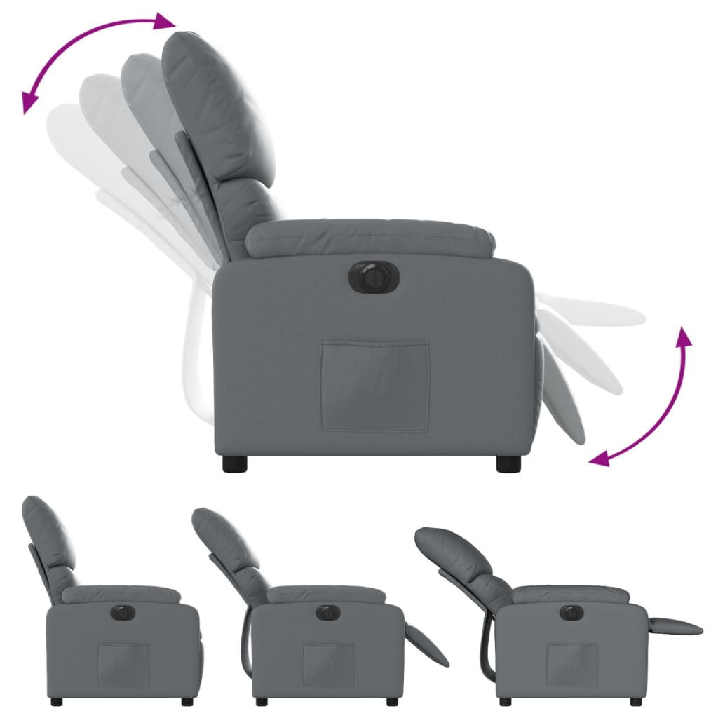 vidaXL Fotoliu rabatabil electric, gri, piele ecologică