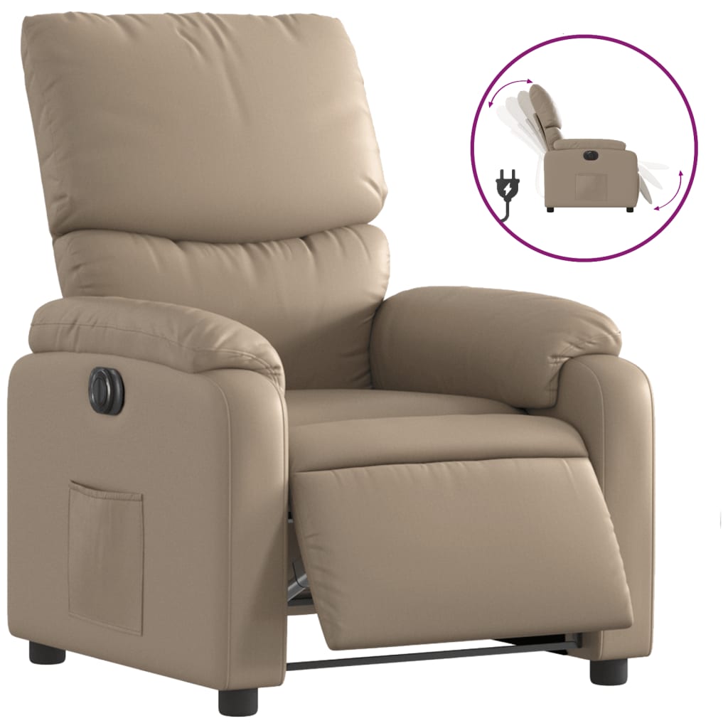 vidaXL Fotoliu rabatabil electric, cappuccino, piele ecologică