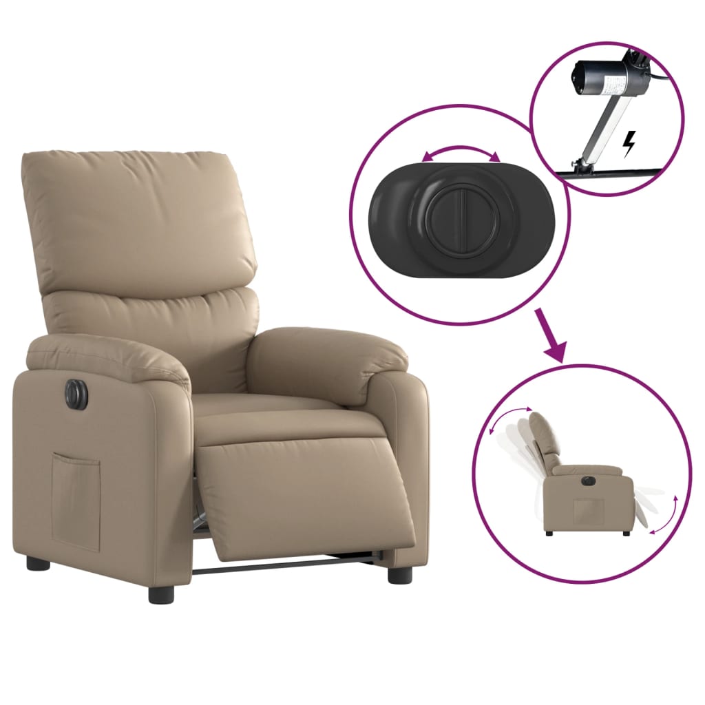 vidaXL Fotoliu rabatabil electric, cappuccino, piele ecologică