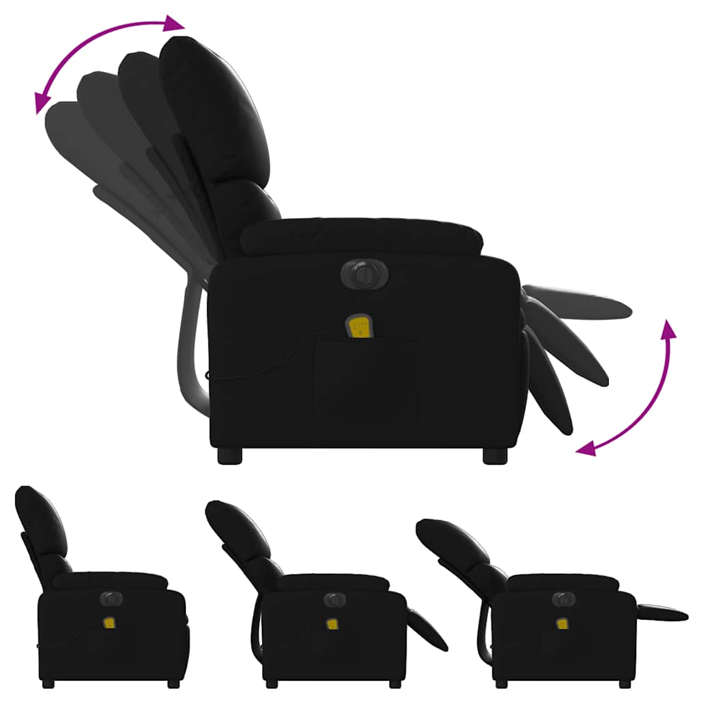 vidaXL Fotoliu electric de masaj rabatabil, negru, piele ecologică