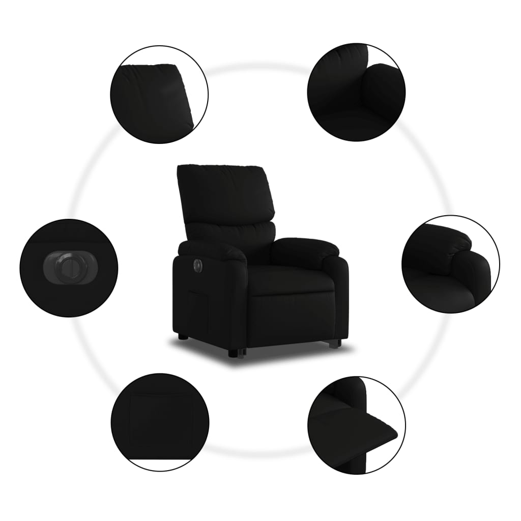 vidaXL Fotoliu rabatabil electric cu ridicare, negru, piele ecologică