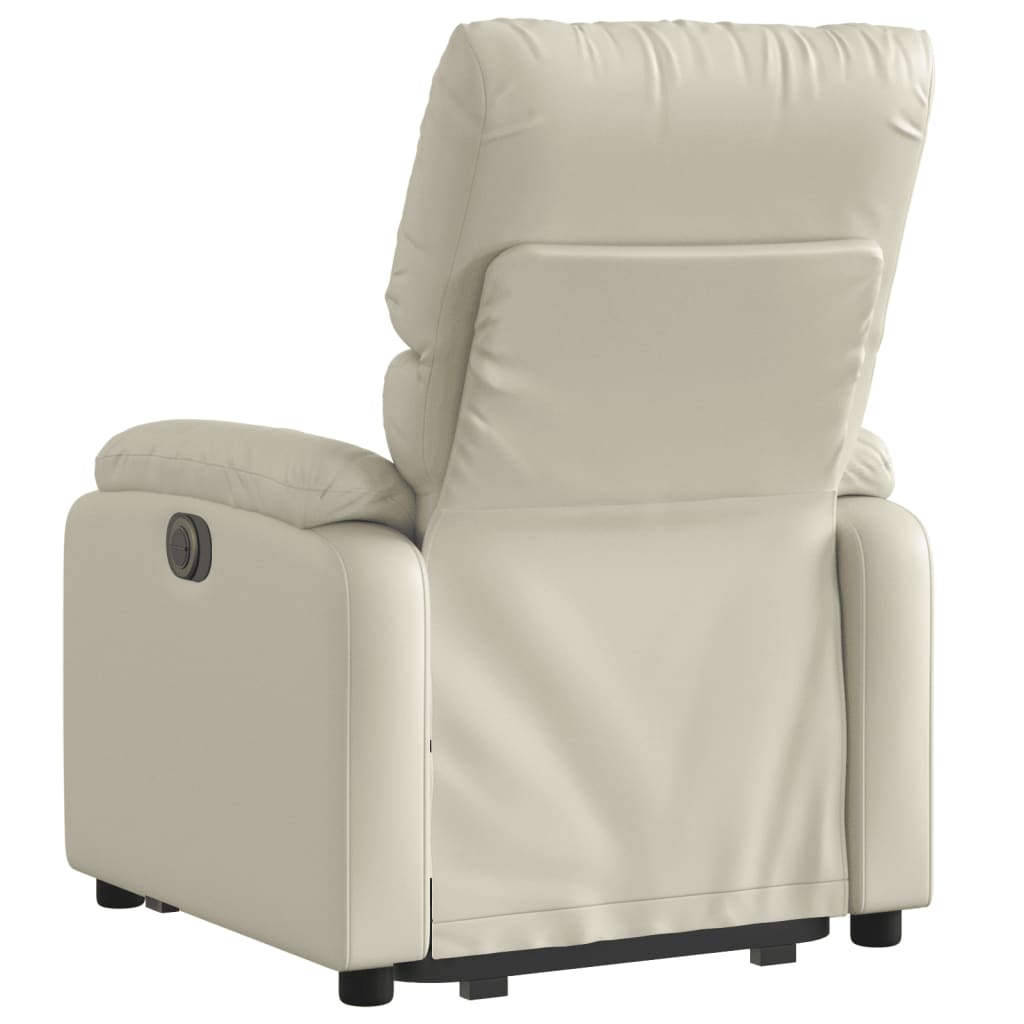 vidaXL Fotoliu rabatabil electric cu ridicare, crem, piele ecologică