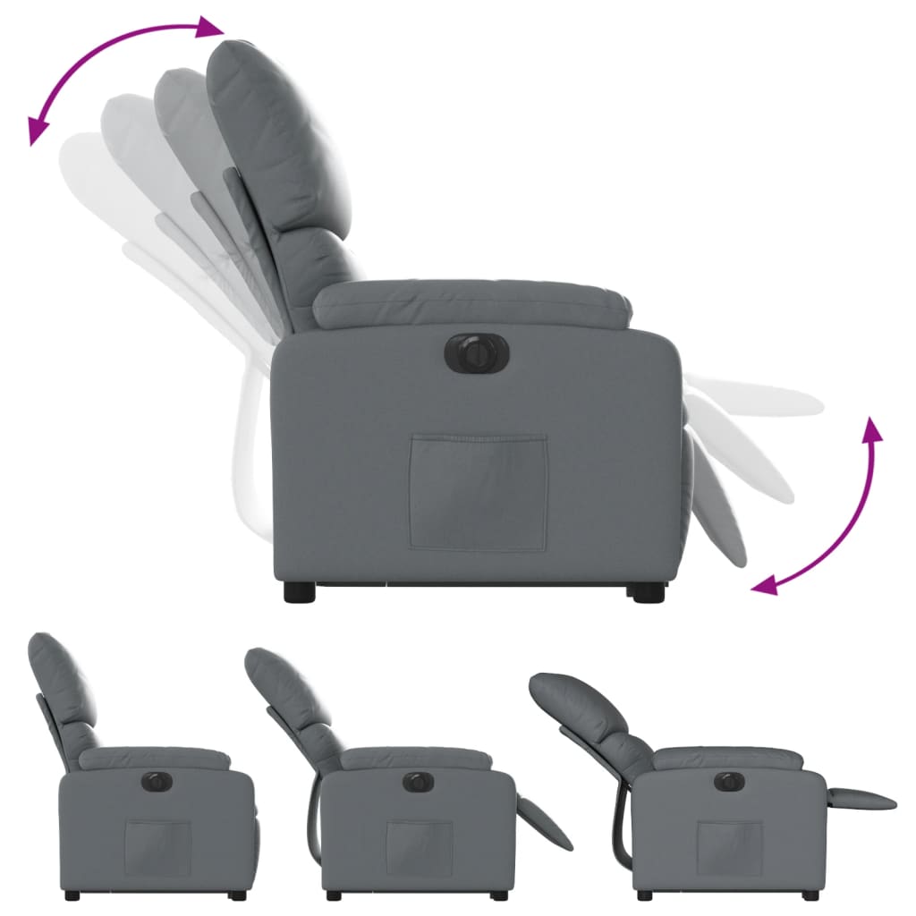 vidaXL Fotoliu rabatabil electric cu ridicare, gri, piele ecologică