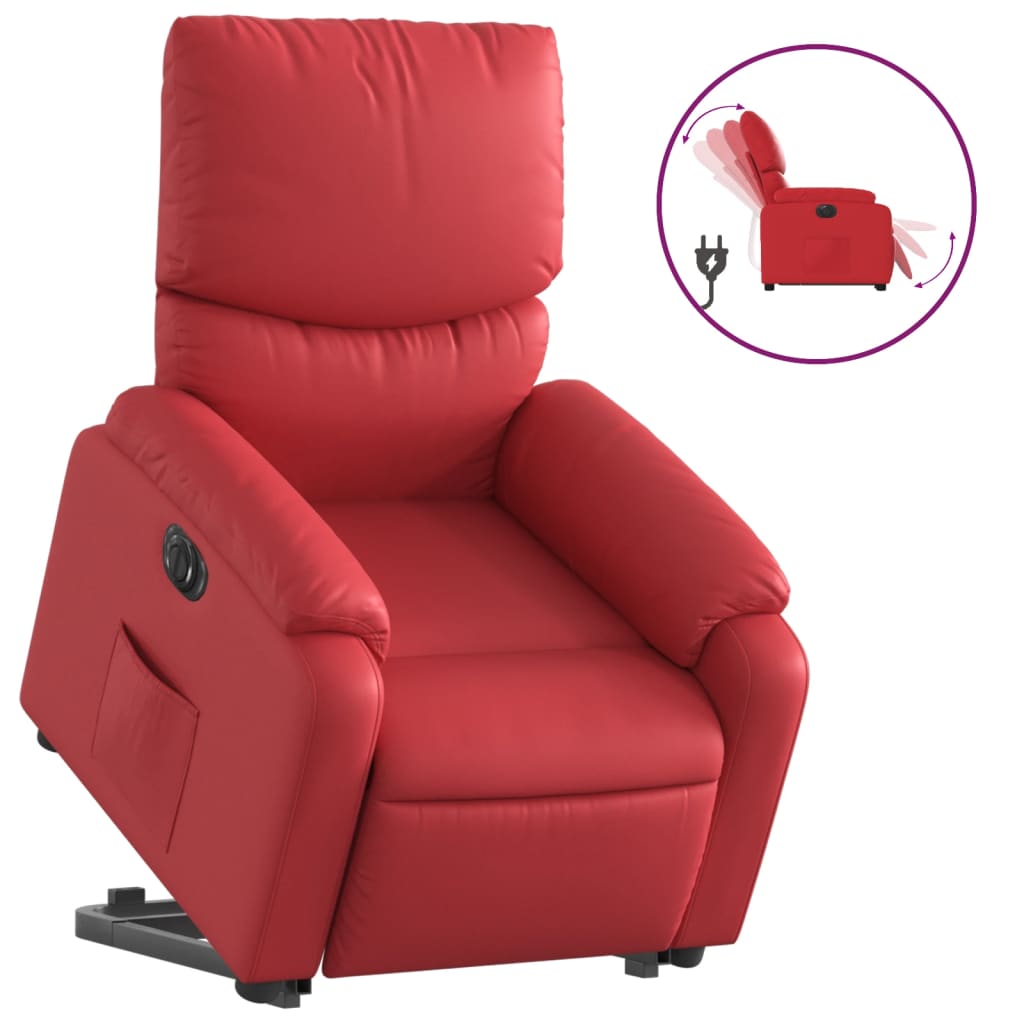 vidaXL Fotoliu rabatabil electric cu ridicare, roșu, piele ecologică