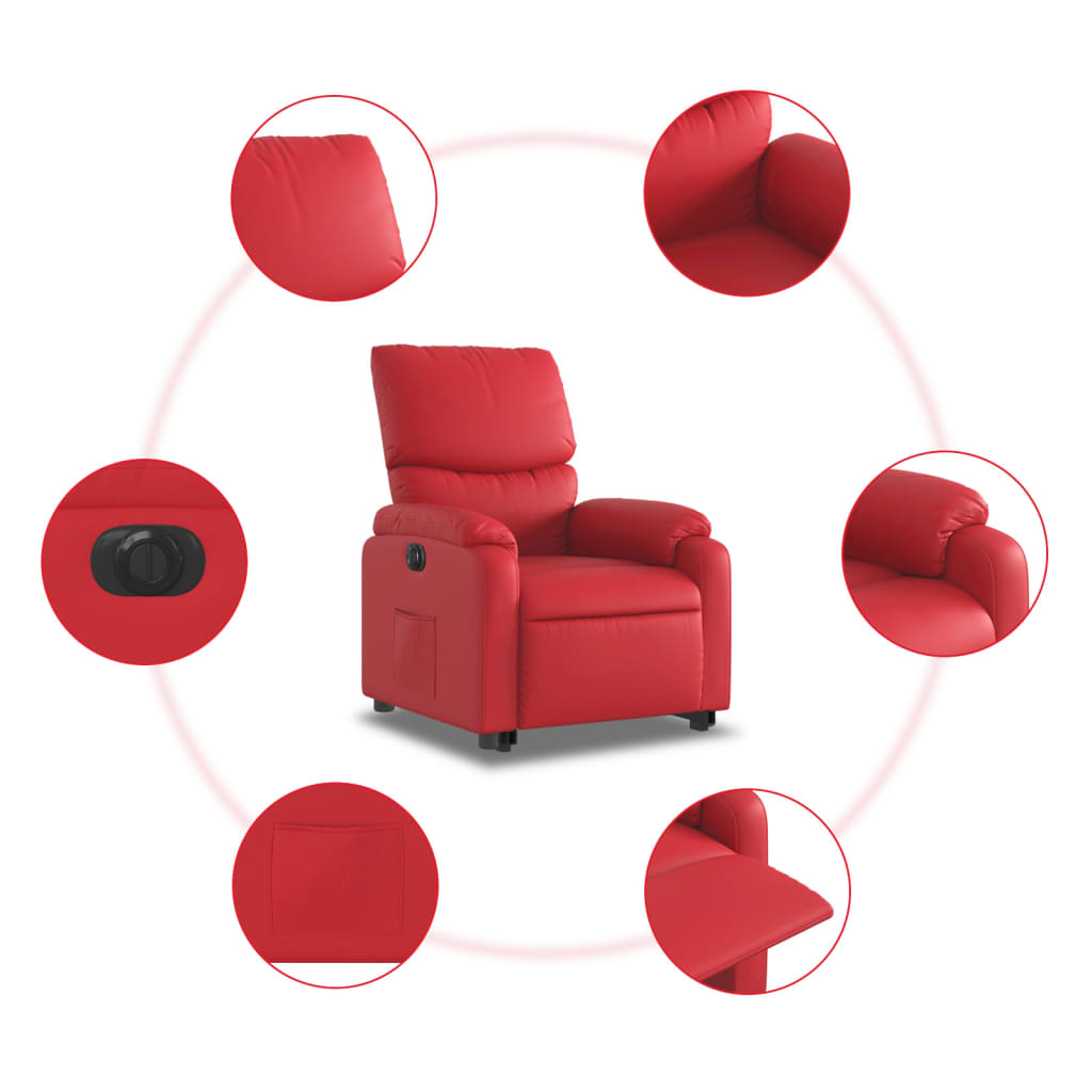 vidaXL Fotoliu rabatabil electric cu ridicare, roșu, piele ecologică