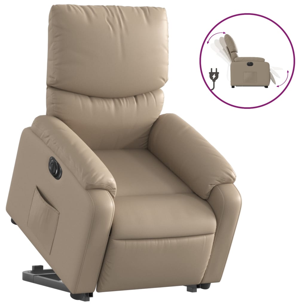 vidaXL Fotoliu rabatabil electric cu ridicare, cappuccino