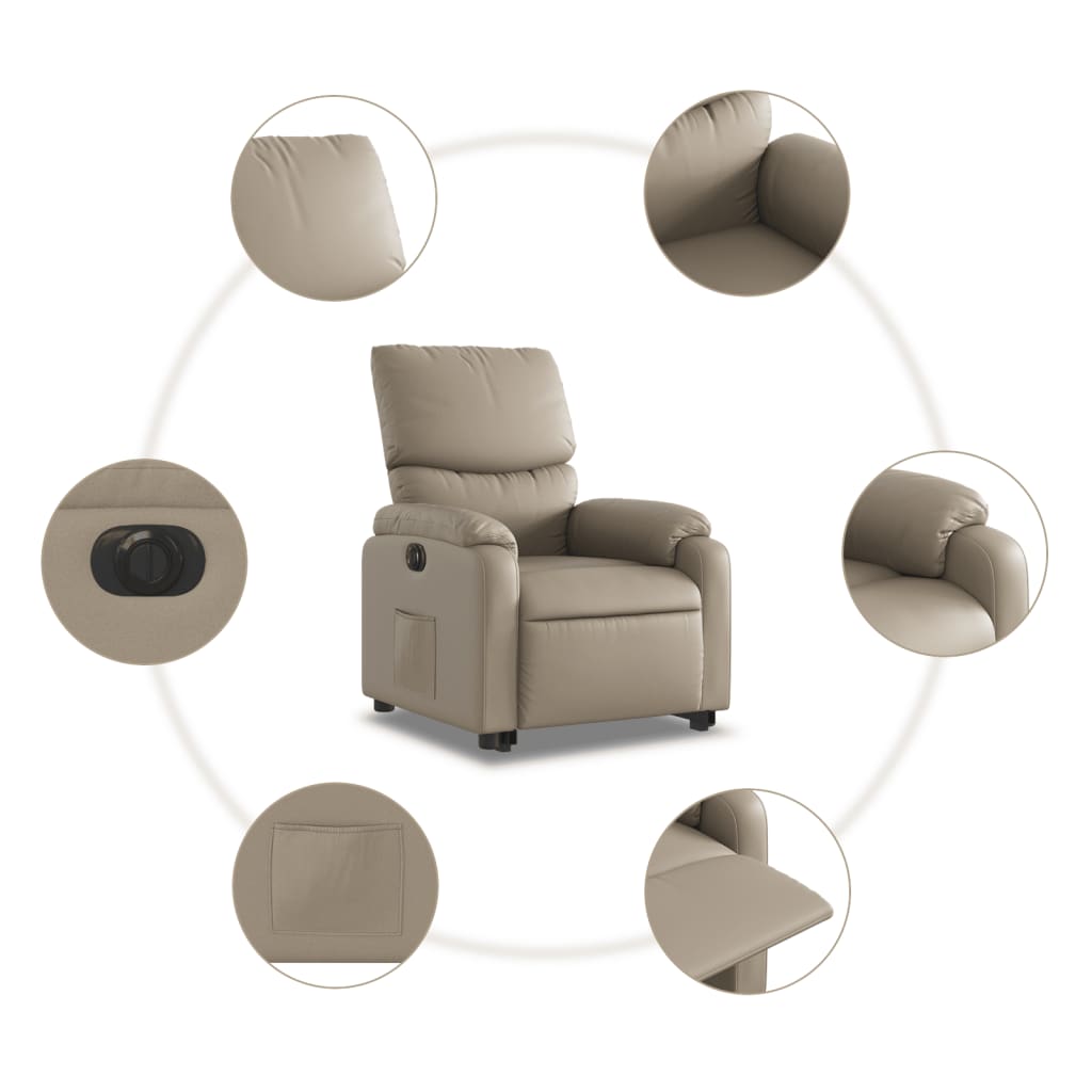 vidaXL Fotoliu rabatabil electric cu ridicare, cappuccino