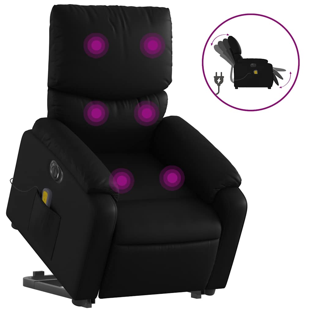 vidaXL Fotoliu electric masaj rabatabil cu ridicare, negru