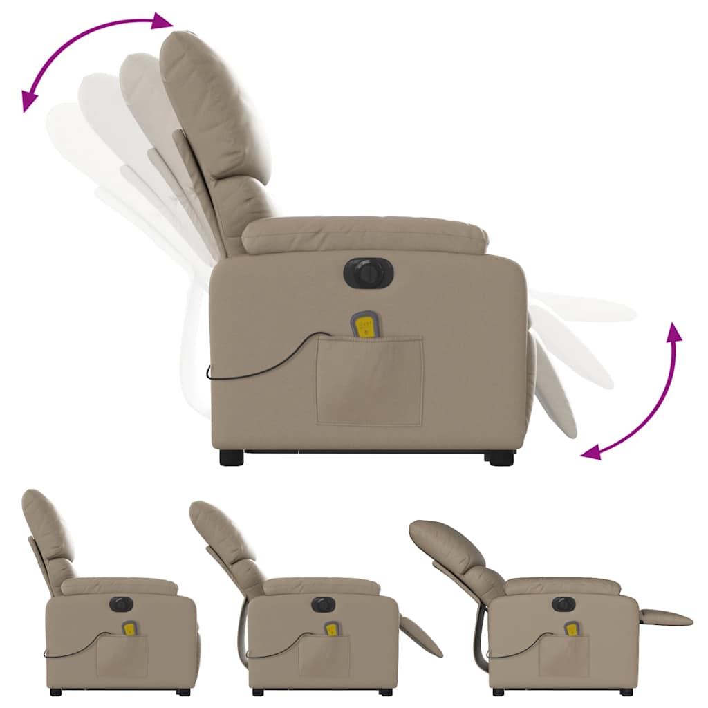 vidaXL Fotoliu electric masaj rabatabil cu ridicare, cappuccino vidaXL Fotoliu electric masaj rabatabil cu ridicare, cappuccino