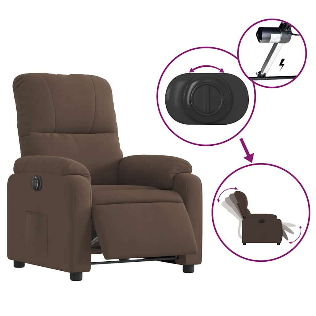 vidaXL Fotoliu rabatabil electric, maro, microfibră
