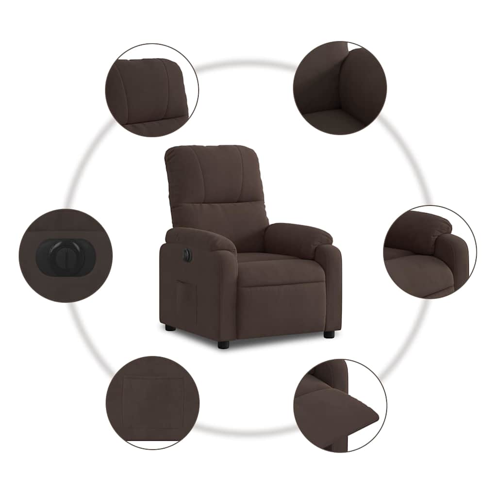 vidaXL Fotoliu rabatabil electric, maro, microfibră