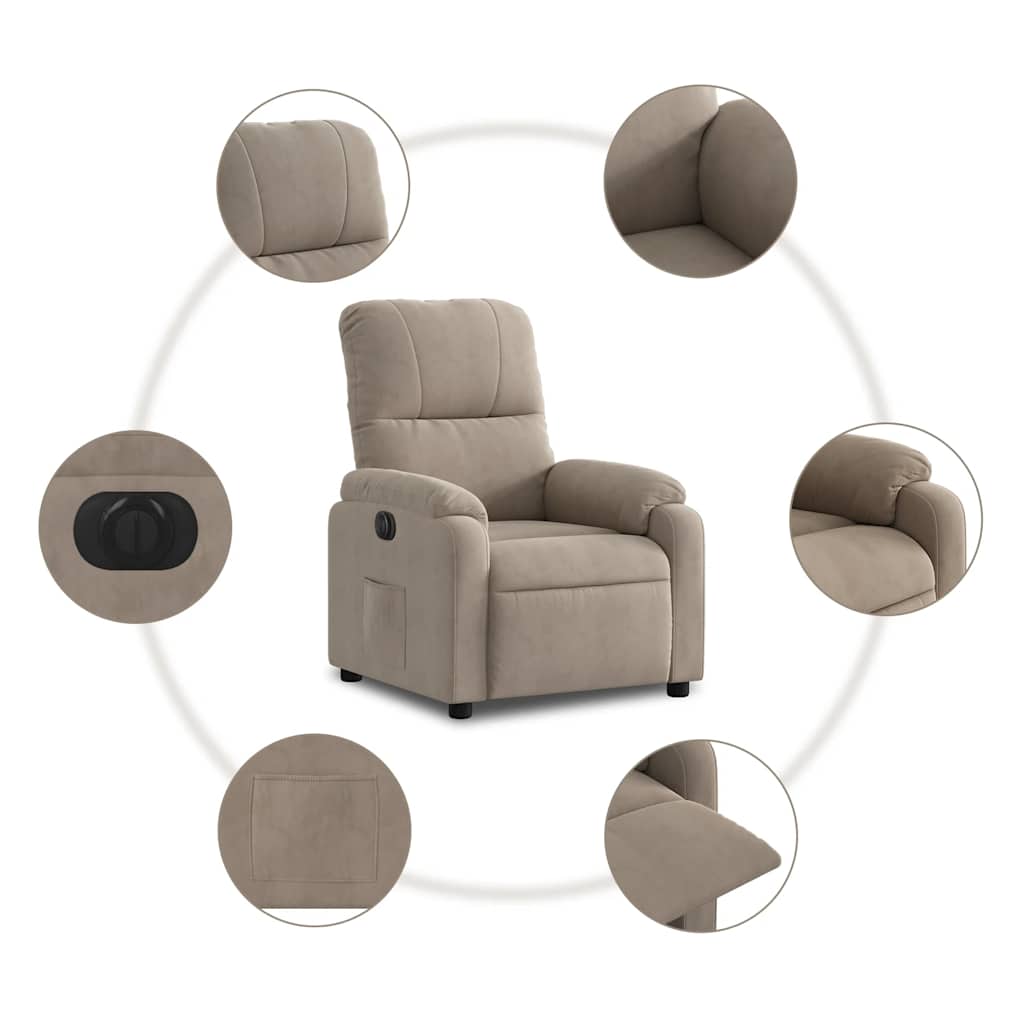 vidaXL Fotoliu rabatabil electric, gri taupe, microfibră