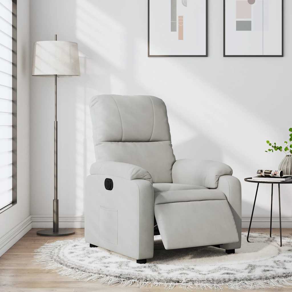 vidaXL Fotoliu rabatabil electric, gri deschis, microfibră