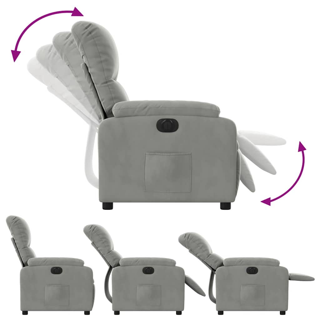 vidaXL Fotoliu rabatabil electric, gri deschis, microfibră