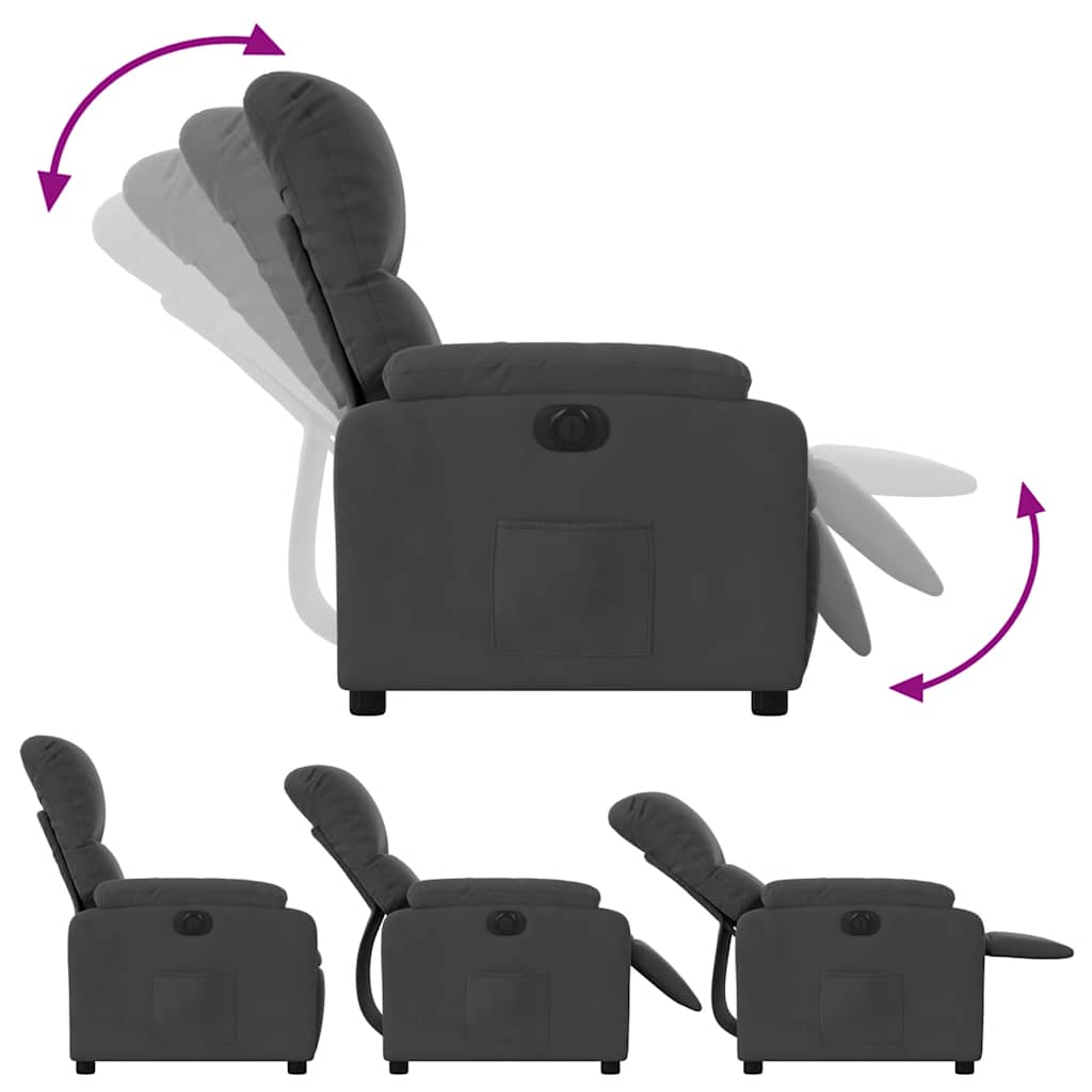 vidaXL Fotoliu rabatabil electric, gri deschis, microfibră
