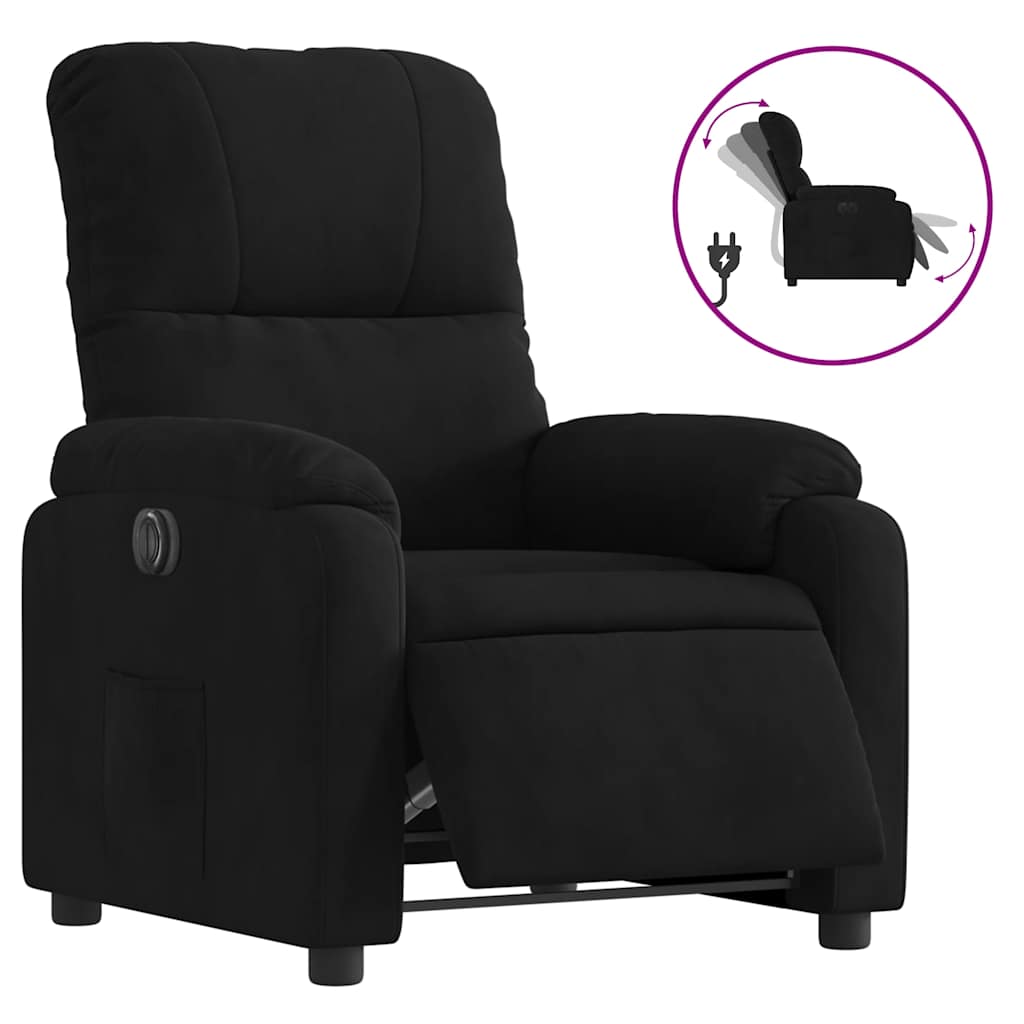 vidaXL Fotoliu rabatabil electric, negru, microfibră