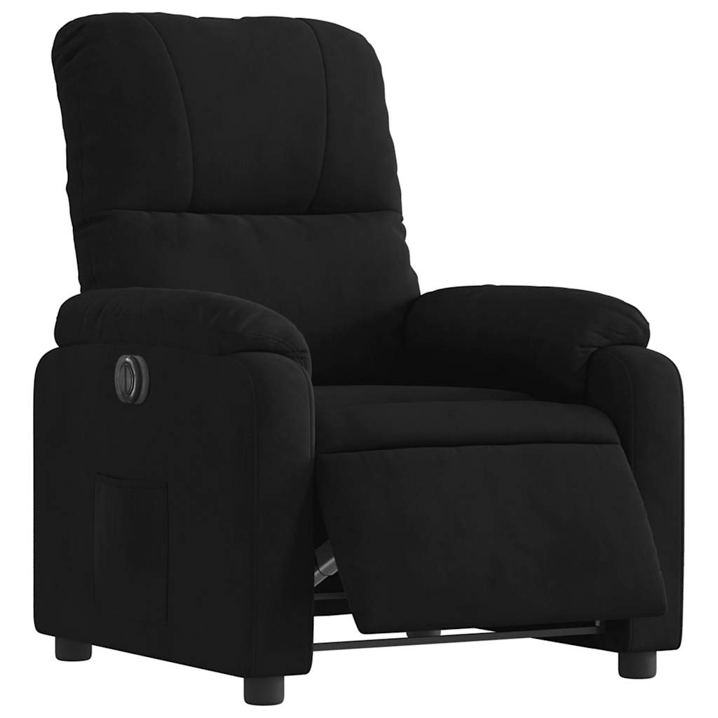 vidaXL Fotoliu rabatabil electric, negru, microfibră
