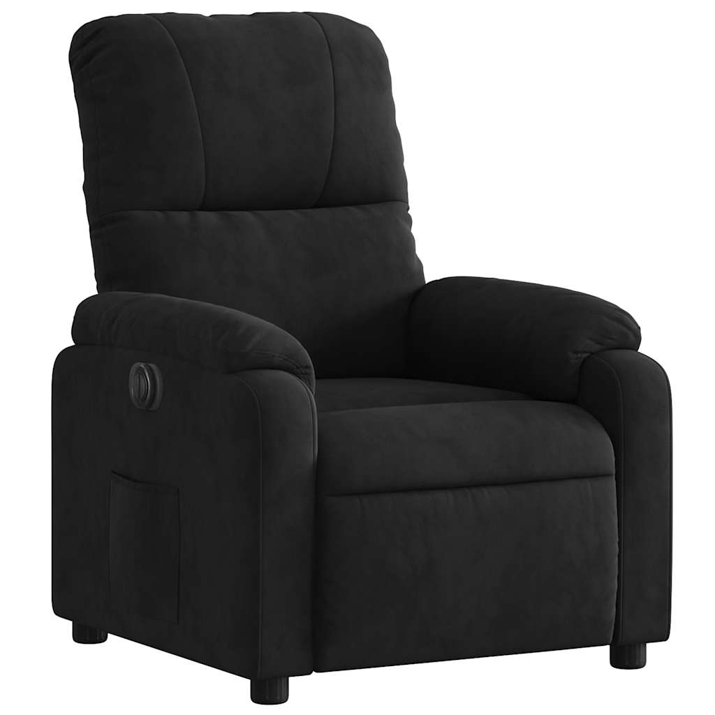 vidaXL Fotoliu rabatabil electric, negru, microfibră