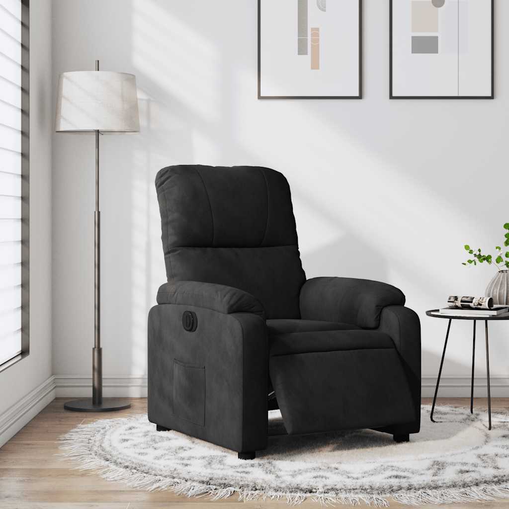 vidaXL Fotoliu rabatabil electric, negru, microfibră