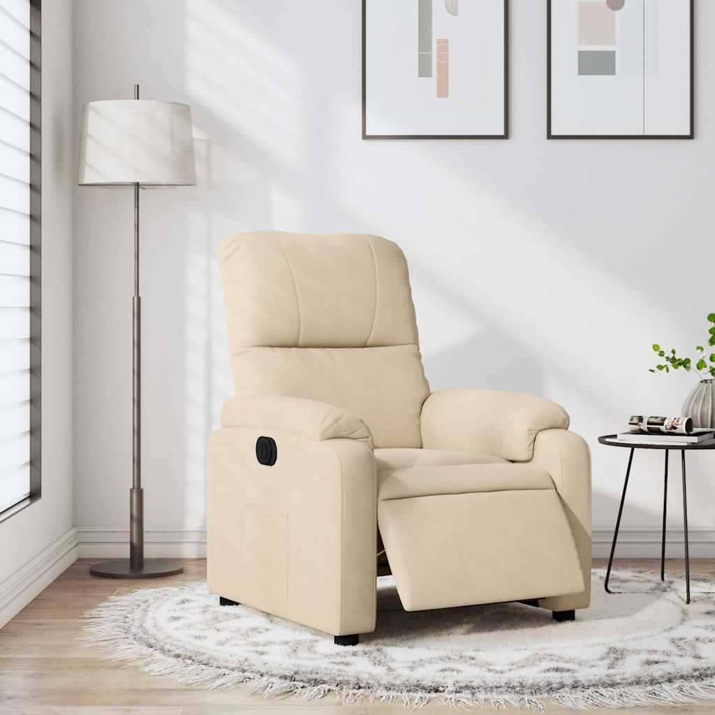 vidaXL Fotoliu rabatabil electric, crem, microfibră