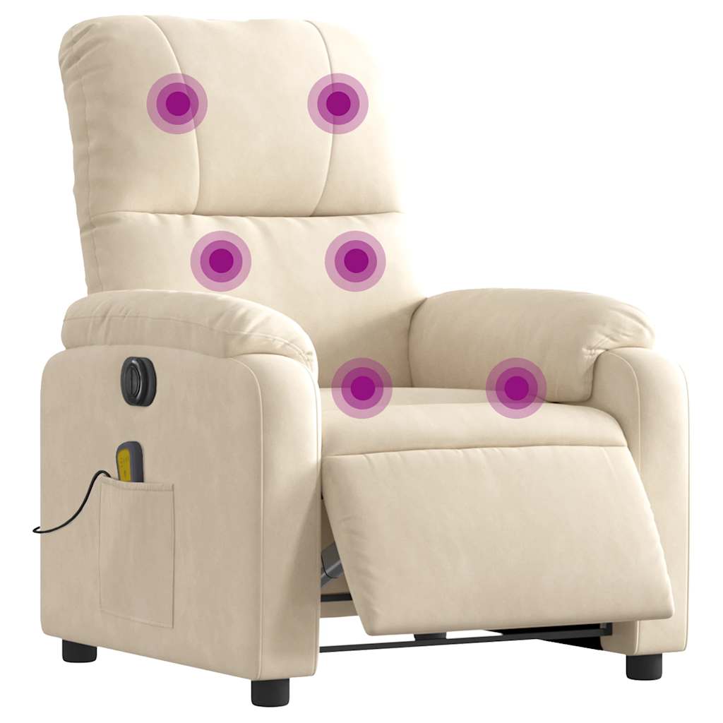 vidaXL Fotoliu de masaj rabatabil electric, bej, microfibră vidaXL Fotoliu de masaj rabatabil electric, bej, microfibră