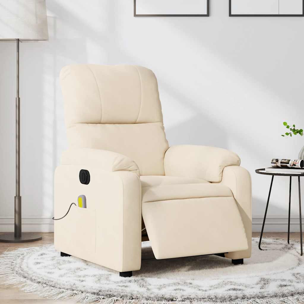 vidaXL Fotoliu de masaj rabatabil electric, bej, microfibră vidaXL Fotoliu de masaj rabatabil electric, bej, microfibră