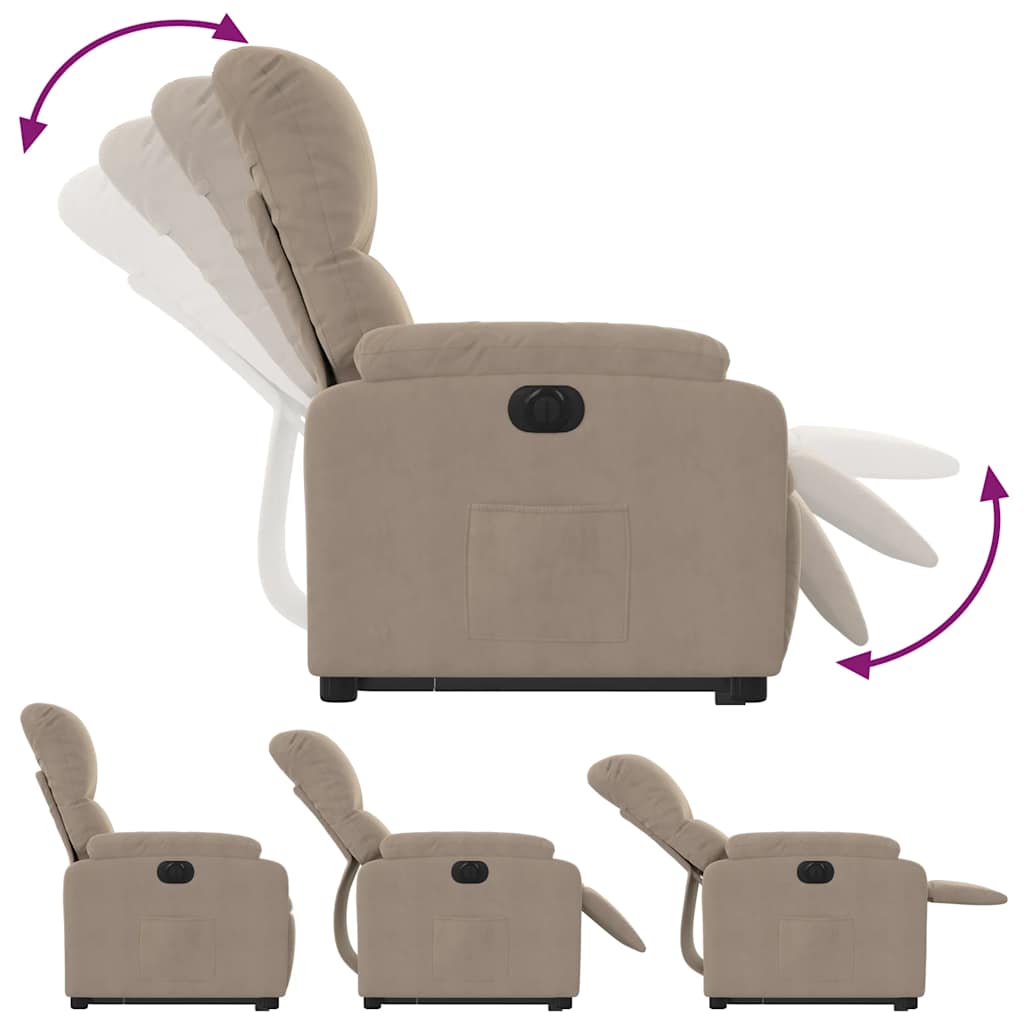 vidaXL Fotoliu rabatabil electric cu ridicare, gri taupe, microfibră
