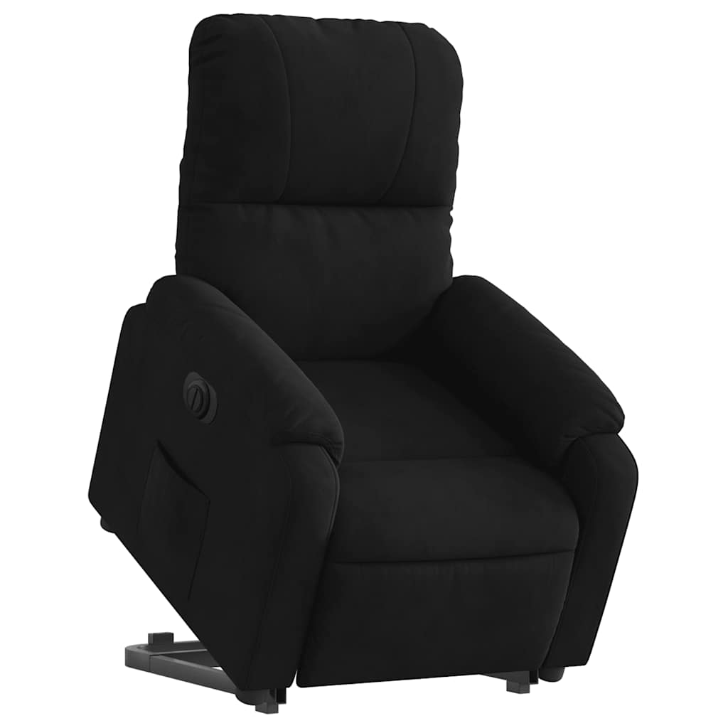 vidaXL Fotoliu rabatabil electric cu ridicare, negru, microfibră