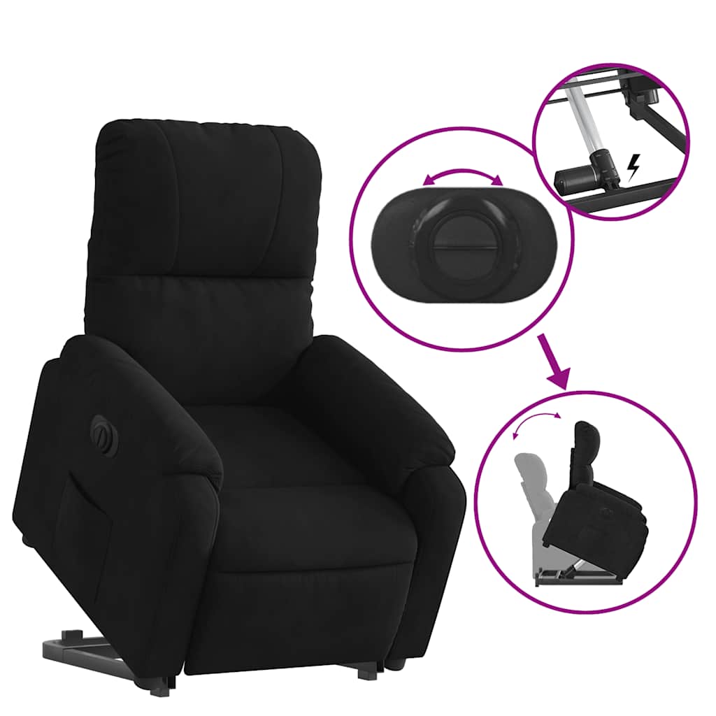 vidaXL Fotoliu rabatabil electric cu ridicare, negru, microfibră