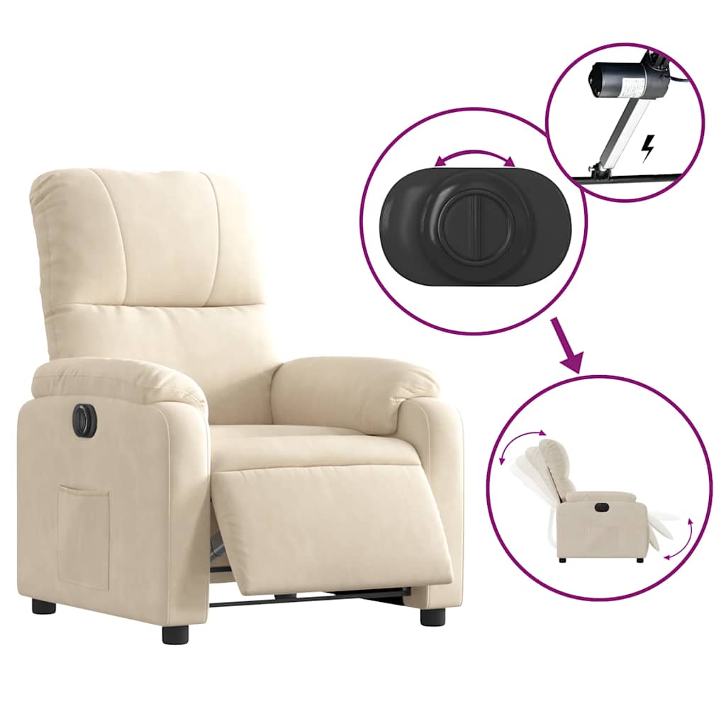 vidaXL Fotoliu rabatabil electric cu ridicare, bej, microfibră