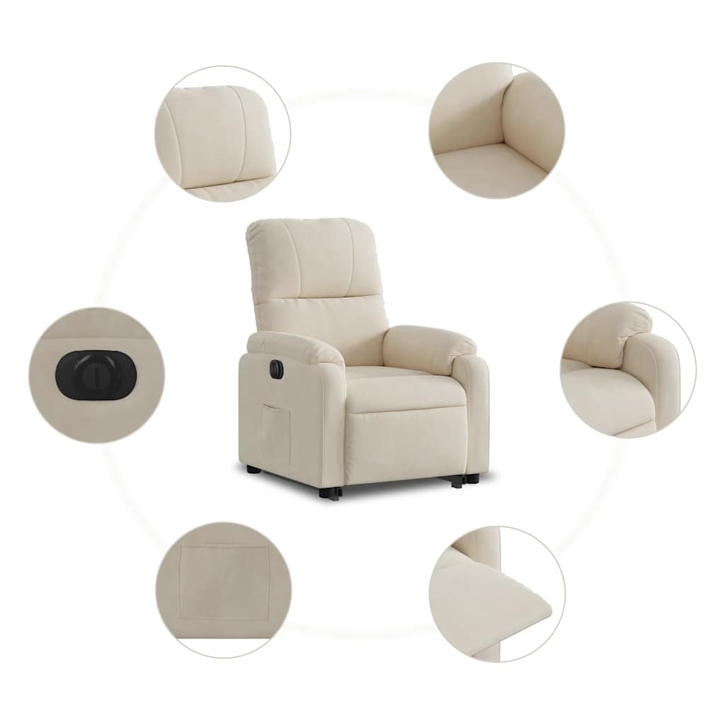 vidaXL Fotoliu rabatabil electric cu ridicare, bej, microfibră