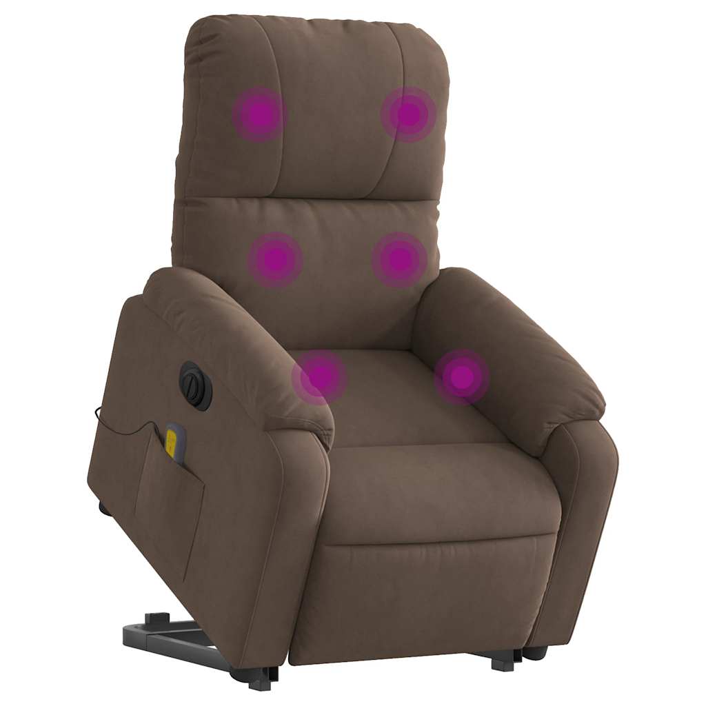 vidaXL Fotoliu de masaj rabatabil electric cu ridicare maro microfibră vidaXL Fotoliu de masaj rabatabil electric cu ridicare maro microfibră