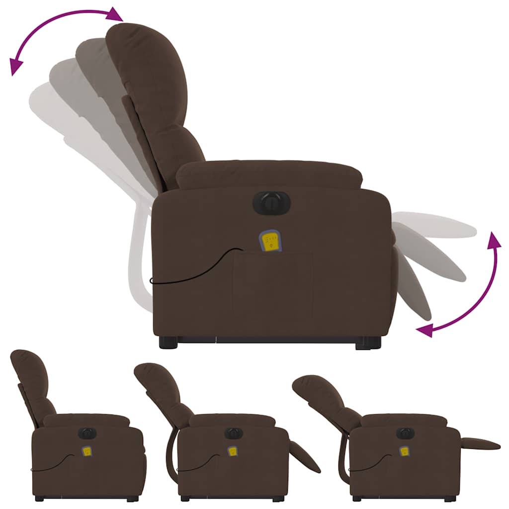 vidaXL Fotoliu de masaj rabatabil electric cu ridicare maro microfibră vidaXL Fotoliu de masaj rabatabil electric cu ridicare maro microfibră