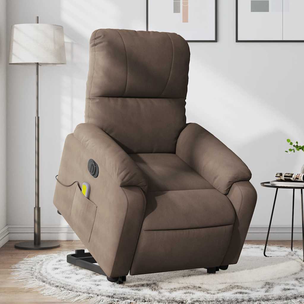 vidaXL Fotoliu de masaj rabatabil electric cu ridicare maro microfibră vidaXL Fotoliu de masaj rabatabil electric cu ridicare maro microfibră