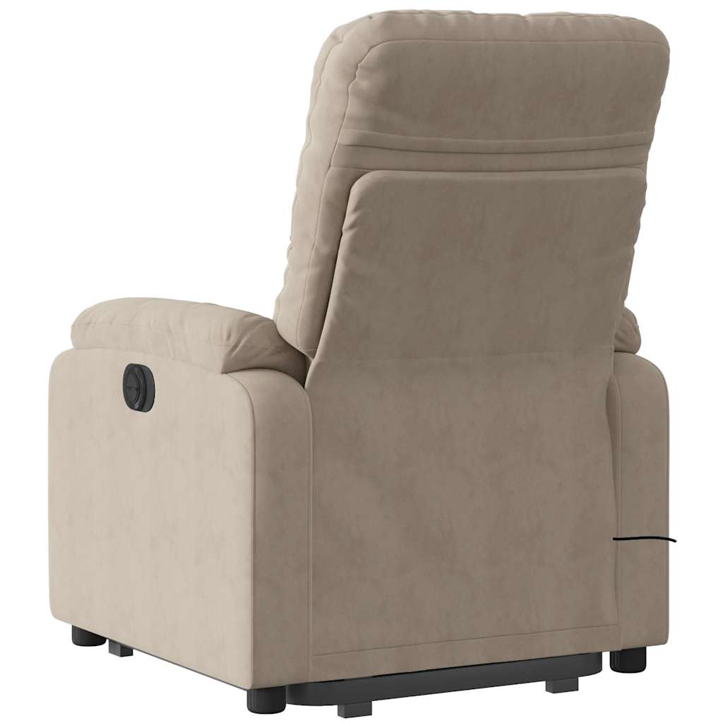 vidaXL Fotoliu masaj rabatabil electric cu ridicare, taupe, microfibră