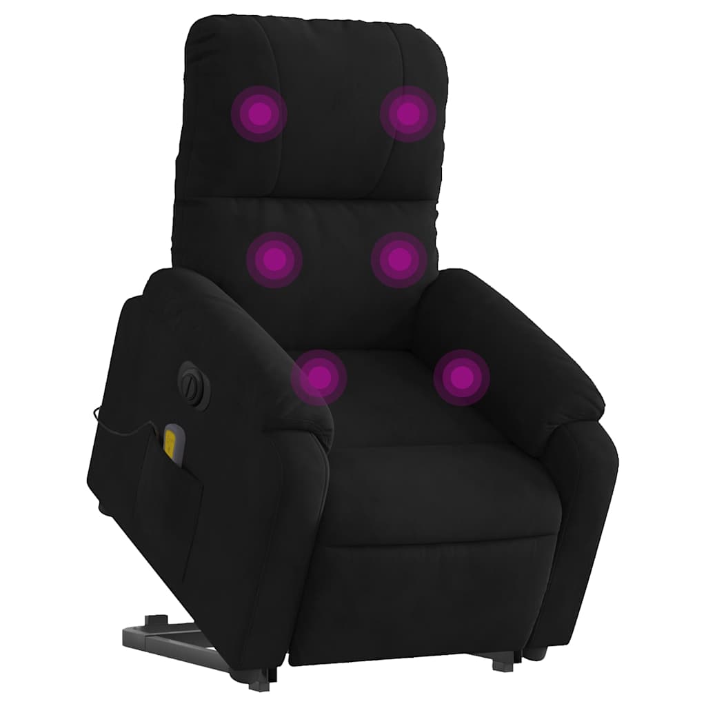 vidaXL Fotoliu masaj rabatabil electric cu ridicare, negru, microfibră