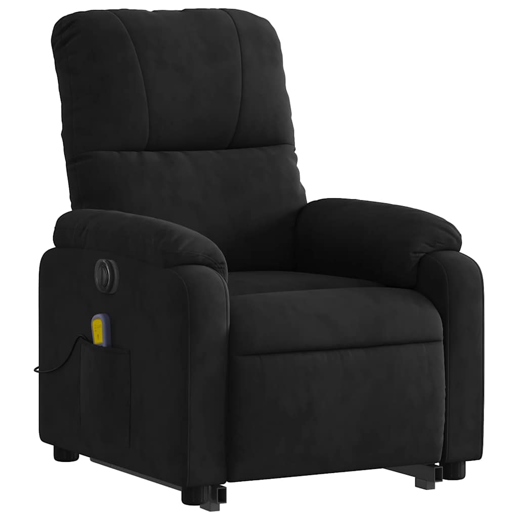 vidaXL Fotoliu masaj rabatabil electric cu ridicare, negru, microfibră