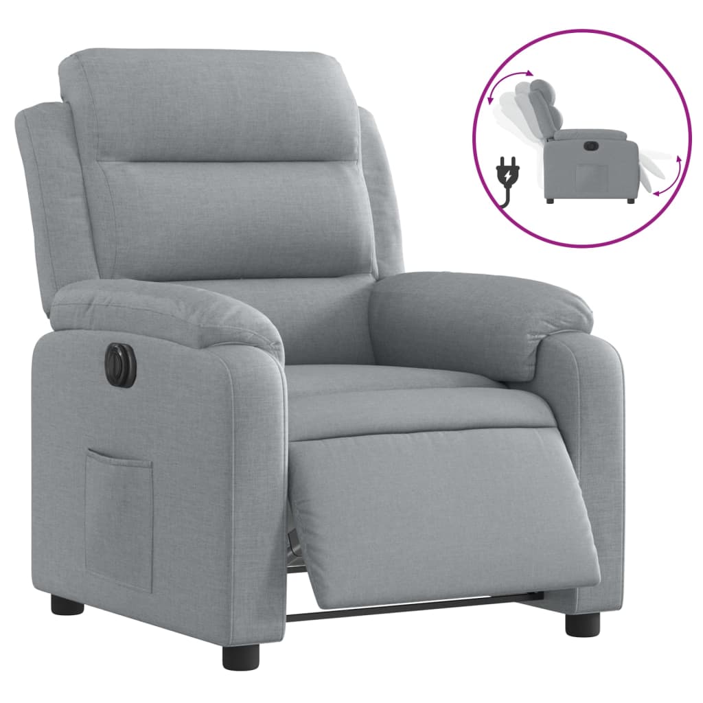 vidaXL Fotoliu rabatabil electric, gri deschis, textil