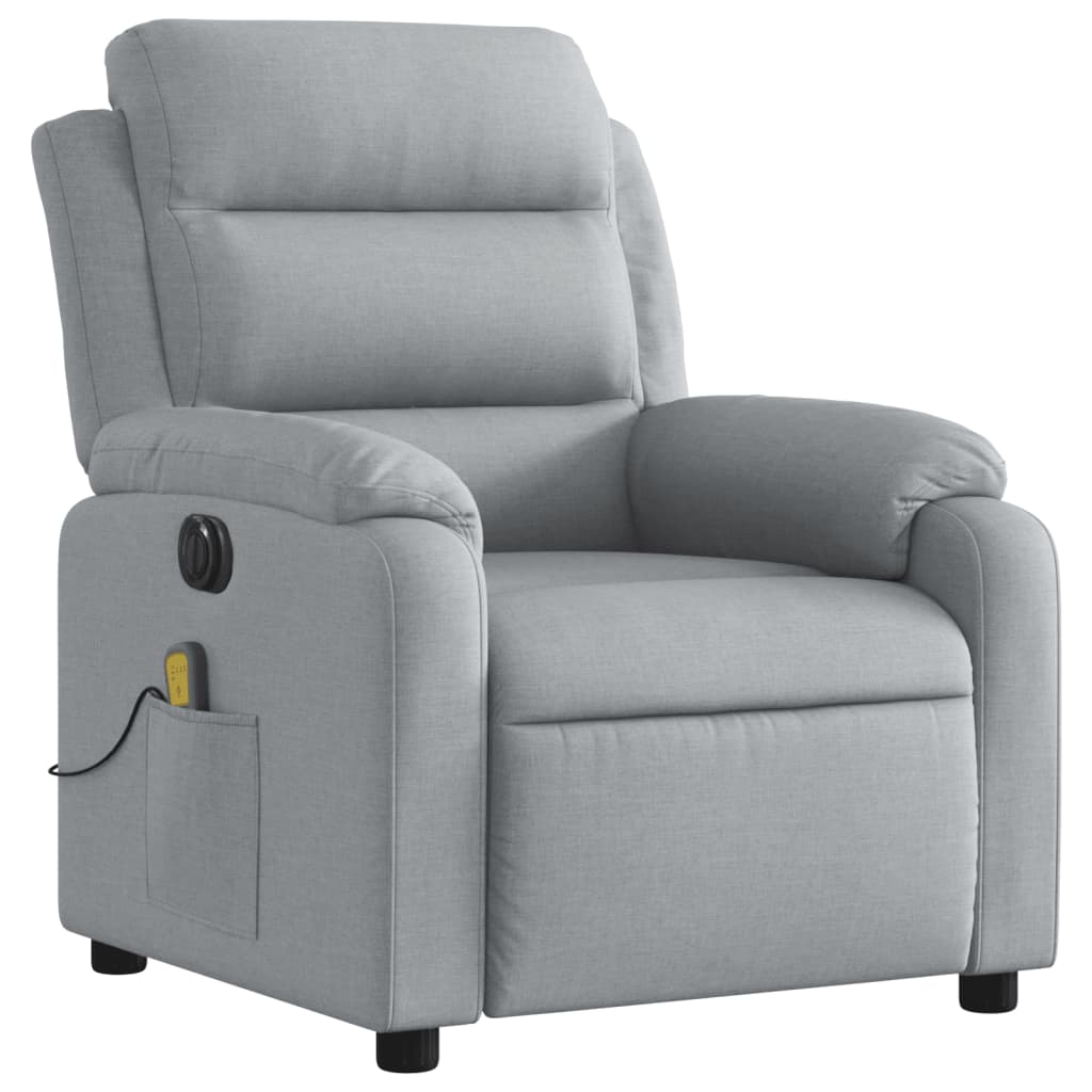 vidaXL Fotoliu electric de masaj rabatabil, gri deschis, microfibră