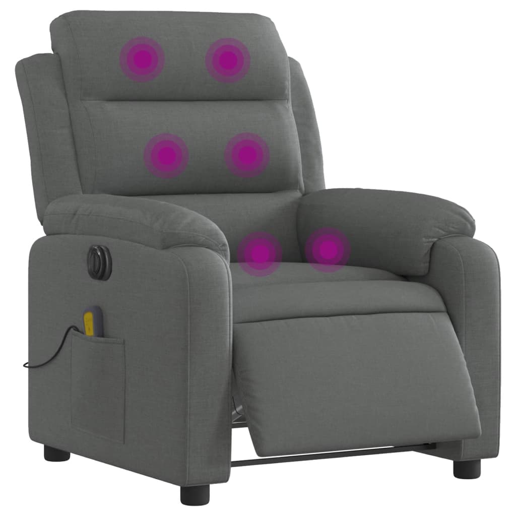 vidaXL Fotoliu electric de masaj rabatabil, gri închis, textil
