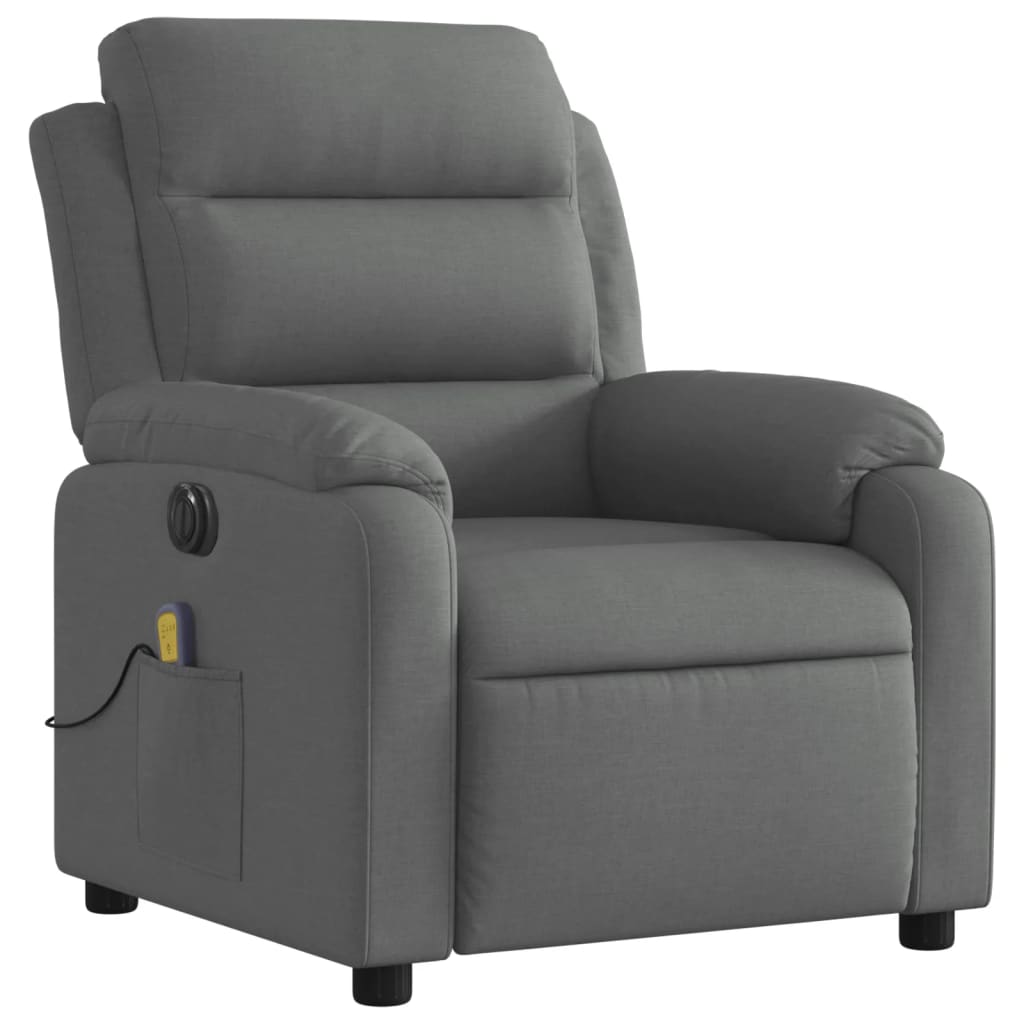 vidaXL Fotoliu electric de masaj rabatabil, gri închis, textil
